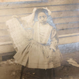 Beautiful Old Mounted Photograph of Girl Showing Off Her Lace