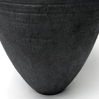 Matte Black Textured Ikebana-style Studio Pottery Vase or Bowl