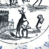 SOLD (for YB) Vieillard Bordeaux c. 1850s French Faience Blue & White Rebus Plates - Set of 6