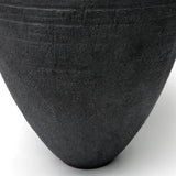 Matte Black Textured Ikebana-style Studio Pottery Vase or Bowl