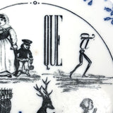 SOLD (for YB) Vieillard Bordeaux c. 1850s French Faience Blue & White Rebus Plates - Set of 6