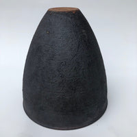 Matte Black Textured Ikebana-style Studio Pottery Vase or Bowl