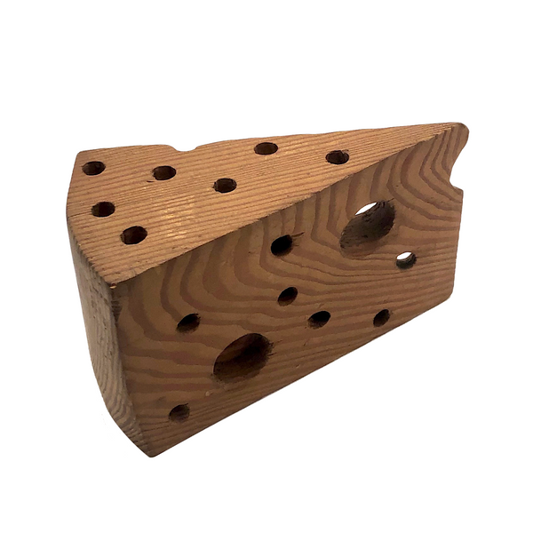 Wooden Swiss cheese Wedge Pen and Pencil Holder
