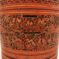Beautiful Antique Burmese Lacquered Betel Box with Original Interior Trays