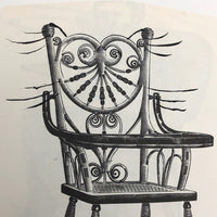 James Bone Cat Whiskers on Wicker High Chair Drawing on Collage