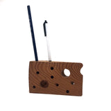 Wooden Swiss cheese Wedge Pen and Pencil Holder
