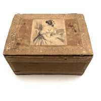 Victorian Wallpaper Covered and Lined Box with Portrait and Seaweed Patterns