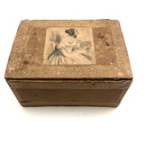 Victorian Wallpaper Covered and Lined Box with Portrait and Seaweed Patterns