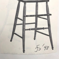 James Bone Cat Whiskers on Wicker High Chair Drawing on Collage