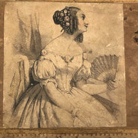 Victorian Wallpaper Covered and Lined Box with Portrait and Seaweed Patterns