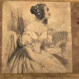 Victorian Wallpaper Covered and Lined Box with Portrait and Seaweed Patterns