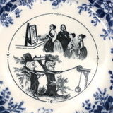 SOLD (for YB) Vieillard Bordeaux c. 1850s French Faience Blue & White Rebus Plates - Set of 6