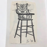 James Bone Cat Whiskers on Wicker High Chair Drawing on Collage