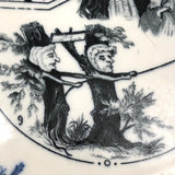 SOLD (for YB) Vieillard Bordeaux c. 1850s French Faience Blue & White Rebus Plates - Set of 6