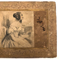 Victorian Wallpaper Covered and Lined Box with Portrait and Seaweed Patterns