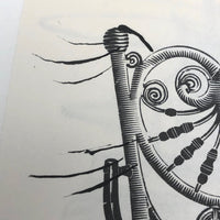 James Bone Cat Whiskers on Wicker High Chair Drawing on Collage