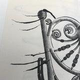 James Bone Cat Whiskers on Wicker High Chair Drawing on Collage