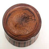 Wilhelm Kagel W. German MCM Orange and Brown Striped Cachepot or Planter