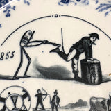 SOLD (for YB) Vieillard Bordeaux c. 1850s French Faience Blue & White Rebus Plates - Set of 6