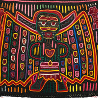 Finely Hand Sewn Double Panel Vintage Kuna Mola with Winged Figures