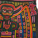 Finely Hand Sewn Double Panel Vintage Kuna Mola with Winged Figures