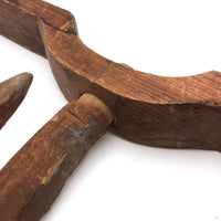 Curious Old Carved Pine Hook with Threaded Bolt