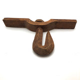 Curious Old Carved Pine Hook with Threaded Bolt