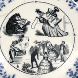 SOLD (for YB) Vieillard Bordeaux c. 1850s French Faience Blue & White Rebus Plates - Set of 6
