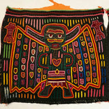 Finely Hand Sewn Double Panel Vintage Kuna Mola with Winged Figures