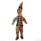 Marvelous Antique Handmade Clown Doll with French Knot Embroidery Costume