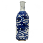 Japanese Sake Bottle with Hand-painted Underglaze Blue Decoration