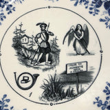 SOLD (for YB) Vieillard Bordeaux c. 1850s French Faience Blue & White Rebus Plates - Set of 6