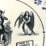 SOLD (for YB) Vieillard Bordeaux c. 1850s French Faience Blue & White Rebus Plates - Set of 6