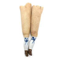 Antique Porcelain and Sawdust Stuffed Doll Legs, A Pair