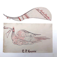First Floor. All. Wool. 1 Yard. Antique Leg Shaped Calligraphic Ink Drawing