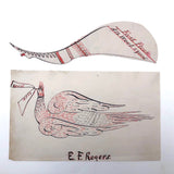 First Floor. All. Wool. 1 Yard. Antique Leg Shaped Calligraphic Ink Drawing