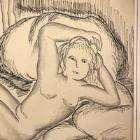 Francesca Seulitrinic 1927 Ink and Pencil Reclining Nude