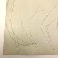 James Bone Pencil Drawing of Cat with Two Tails on Green Paper