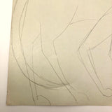 James Bone Pencil Drawing of Cat with Two Tails on Green Paper