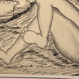 Francesca Seulitrinic 1927 Ink and Pencil Reclining Nude