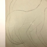 James Bone Pencil Drawing of Cat with Two Tails on Green Paper