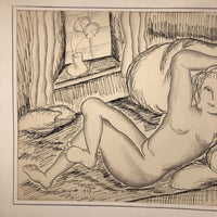 Francesca Seulitrinic 1927 Ink and Pencil Reclining Nude