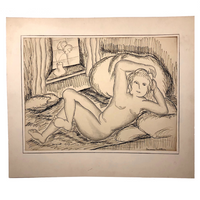Francesca Seulitrinic 1927 Ink and Pencil Reclining Nude