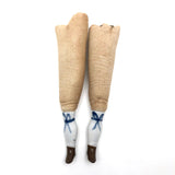 Antique Porcelain and Sawdust Stuffed Doll Legs, A Pair
