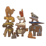 Unusual and Terrific Old Made in Japan Painted Wooden Animal Blocks