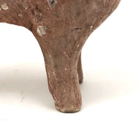 Charming Old Hand-carved Wooden Cow with Leather Ears