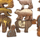 Unusual and Terrific Old Made in Japan Painted Wooden Animal Blocks