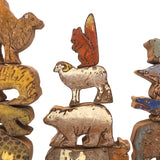 Unusual and Terrific Old Made in Japan Painted Wooden Animal Blocks