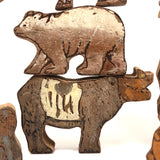 Unusual and Terrific Old Made in Japan Painted Wooden Animal Blocks