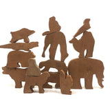 Unusual and Terrific Old Made in Japan Painted Wooden Animal Blocks